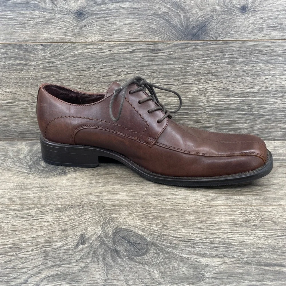 Apt. 9 Dillon Brown Oxford Shoes Mens 10M Brown Leather Square Bicycle Toe